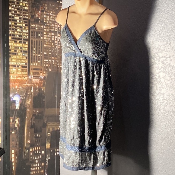 MIILLA - NWT - stretchy olive dress w sequins, adj. straps, lined - L - Picture 5 of 16